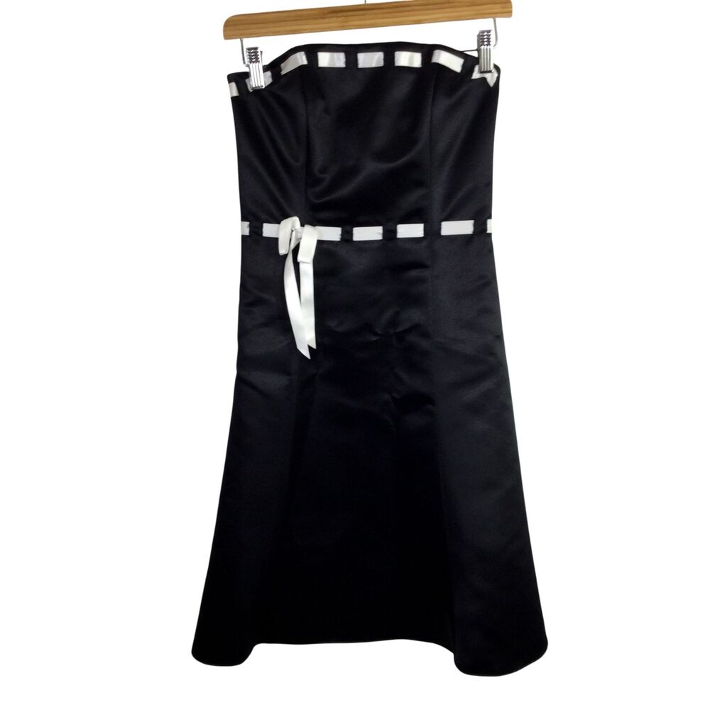 Jessica McClintock Gunne Sax Womens Dress VTG Satin Strapless Black Size 3/4